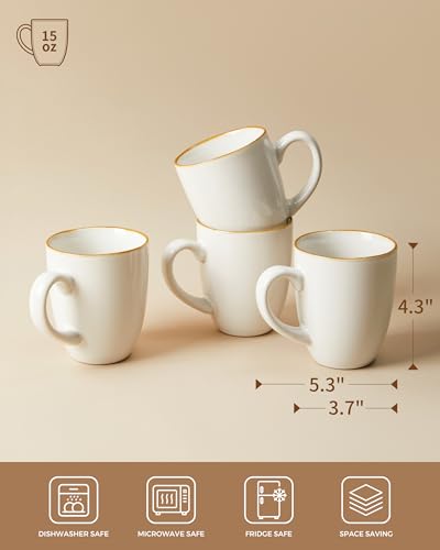 Coffee Mug 15oz (Irregular - White / 4 Count (Pack of 1))