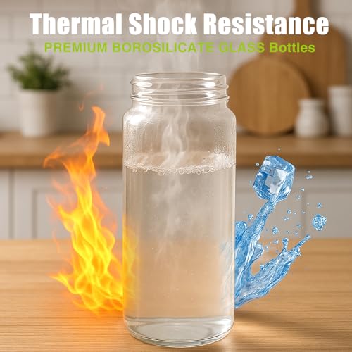 20 oz Glass Water Bottles with Lids (Blackred / 20 Ounces)
