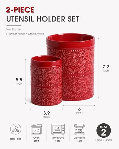 Kitchen Utensil Holder (2Pcs Christmas Red)