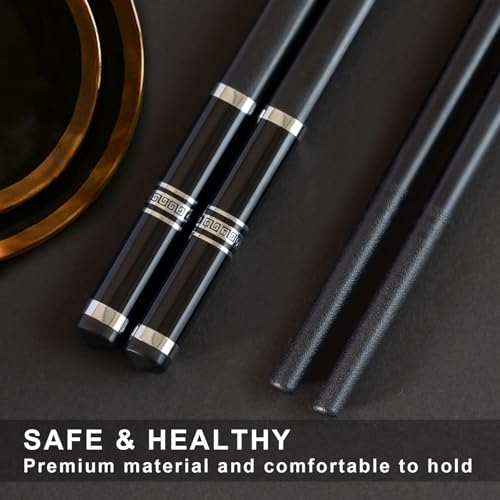Chopsticks Reusable 5 Pairs Fiberglass Chopsticks Dishwasher Safe Square Lightweight Non (silvery)