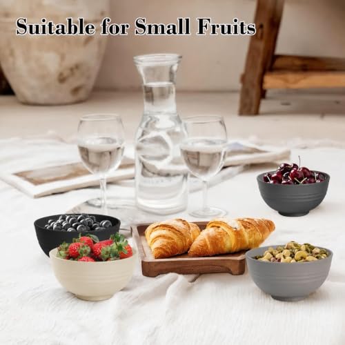 Mini Wheat Straw Bowls Set of 8 (10 oz / Black & Gray)