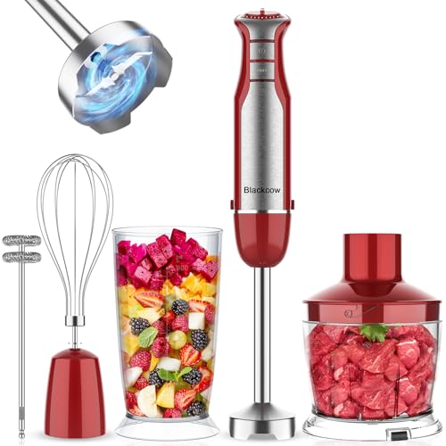 Immersion Blender Handheld (800 W & 6 Speed / Red)