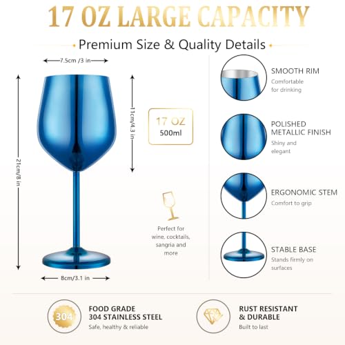Unbreakable Stainless Steel Wine Glasses Set of 4 (4 Count)