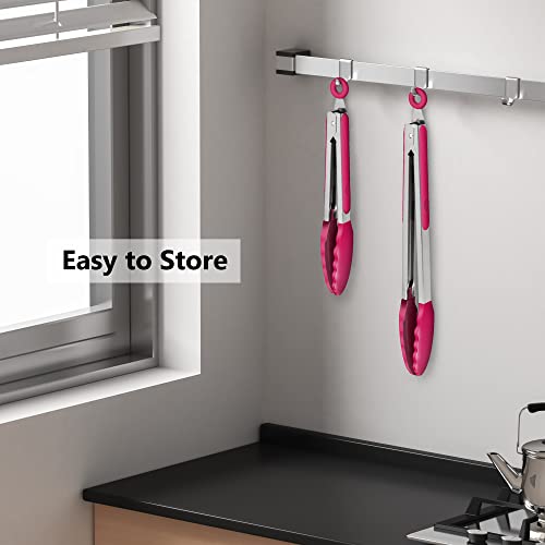 2 Pack Silicone Kitchen Tongs (Wine Red)