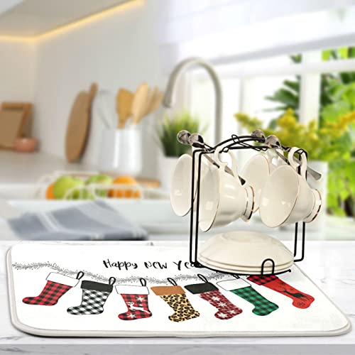 Super Absorbent Dish Drying Mat (Christmas Stockings / 18" x 24")
