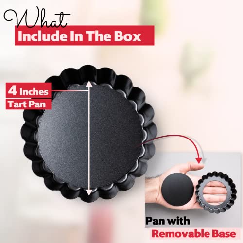 8 Pack Mini Tart Pans 4 Inch with Removable Bottom Round Nonstick Deep Quiche Pan (4 Inch)