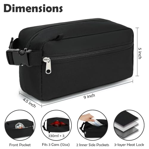 Freezable Snack Bag with Removable Ice Packs (with Ice Packs - Black)