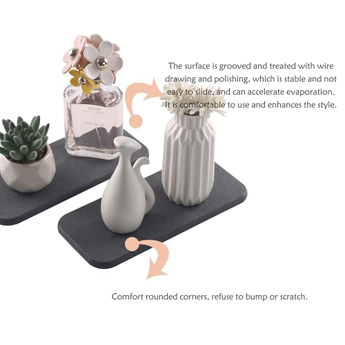 2Pcs Stone Soap Trays Water Absorbing Diatomite Coaster (Dark Gray / 9.0" x 3.9")