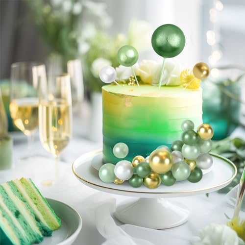 48 Pcs Balls Cake Topper Decorations Balloon Cupcake Toppers Foam Cake Topper Balls Cake Balls Decorations for Birthday Party Cake Decorating (48 Count)