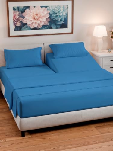 Flex Top Split Head King 4 Piece Sheet Set (20 - Denim Blue / Split Head/Flex Top)