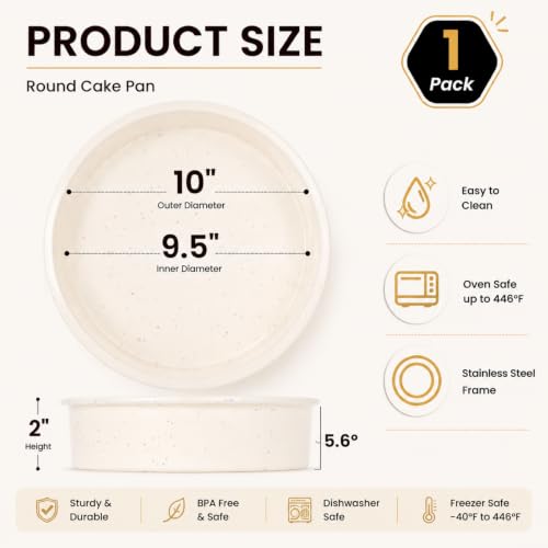 10 Inch Round Cake Pan with Stainless Steel Frame (Cream / 10 Inch – Large)