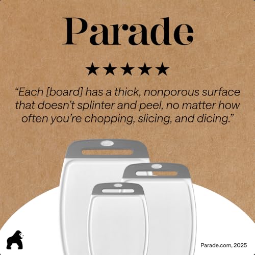 BPA Free Reversible Kitchen Cutting Board (Gray/White / Large (Pack of 3))