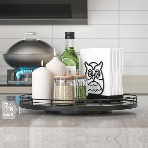13 Inch Oak Lazy Susan Spice Organizer (Black / 13)