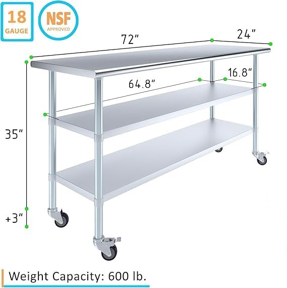 72x24 Heavy Duty Work Table (72" Long x 24" Deep)
