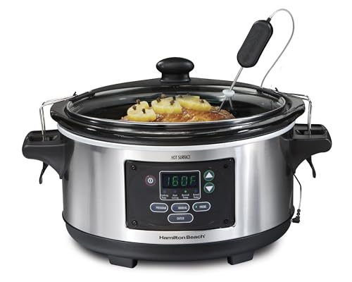 Portable 6 Quart Set & Forget Programmable Slow Cooker (Stainless Steel)