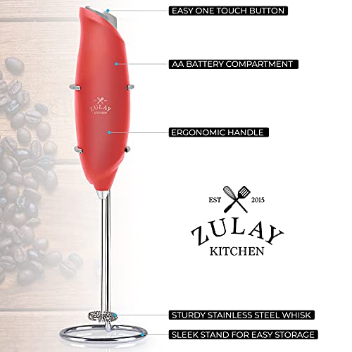 Premium One Touch Milk Frother for Coffee (Ruby Red / Gift Box Frother)