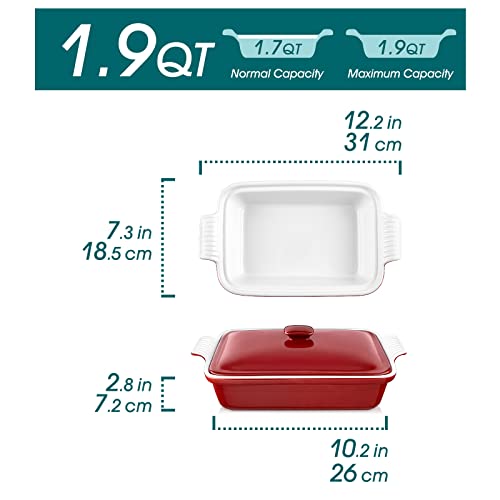 Blossom Casserole Dish With Lid (Red / 1.9 Quart)