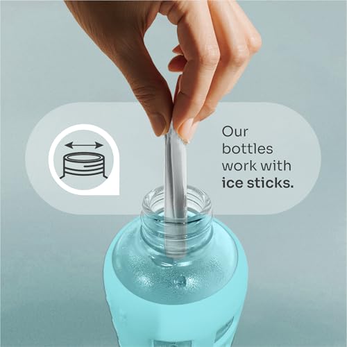 40oz / 32oz / 22oz / 12oz Borosilicate Glass Water Bottle with Time & Volume Markers, Silicone Sleeve, Stainless Steel Lid | Reusable Glass Bottle for Water & Juice (12oz Glow-in-the-Dark) (Glow-in-the-Dark (1 Count) / 12 Ounces)