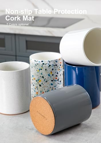 Ceramic Kitchen Utensil Holder for Countertop Organizer 6.4" Gray (Gray)