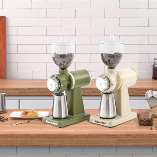 Electric Burr Coffee Grinder (Creamy White)