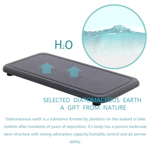 2Pcs Water Absorbent Diatomite Coasters Bathroom Sink Stone Trays (Dark Gray / 8.3" x 3.9")