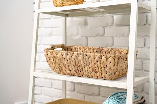 Water Hyacinth Storage Baskets with Wooden Handles