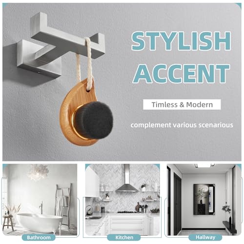 Double Towel Hook for Bathroom (Brushed Nickel)