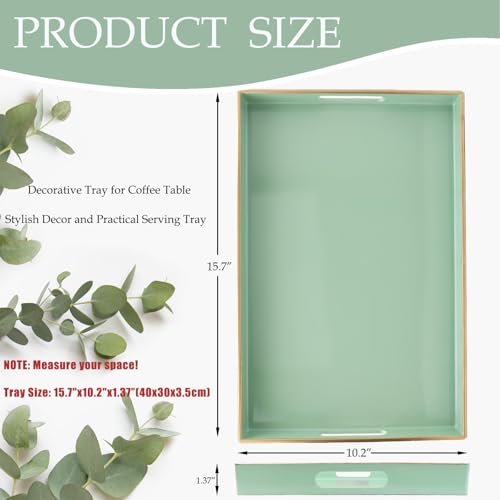 Green Decorative Serving Tray with Handles (Green)