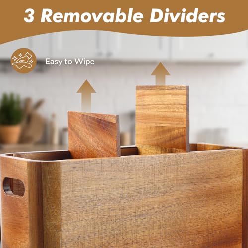 Kitchen Utensil Holder for Counter or Countertop (Acacia Utensil Holder 3)