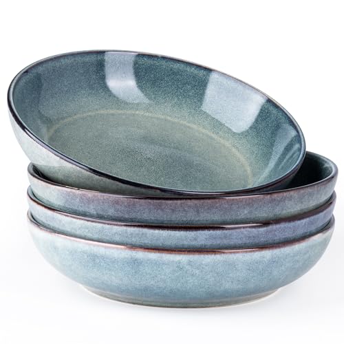 8.5’’ Ceramic Pasta Bowls Set of 4 (Set of 4 / Ceylon Blue)