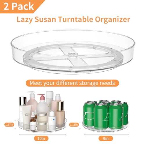 2 Pack Lazy Susan Turntable Organizer (9+10inch - 2 Pack)