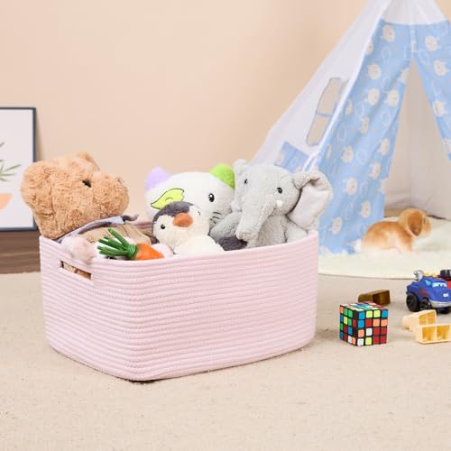 Large Storage Baskets for Shelves (3pcs-L17×W13×H7.5" / Light Pink)