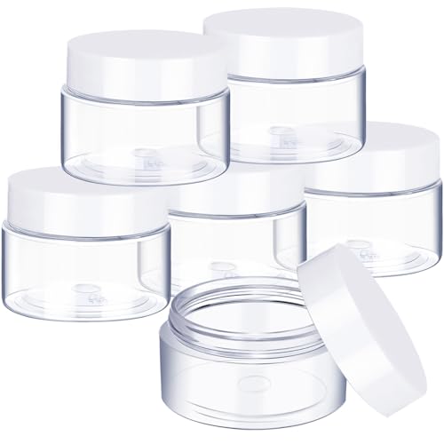 6 Pack 6 oz Plastic Jars Containers with Lids (6 Count)