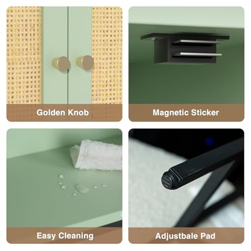 Rattan Toilet Storage Cabinet (Green)