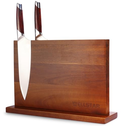 Modern Acacia Magnetic Knife Block Holder 14 x 10 Inches (XL)