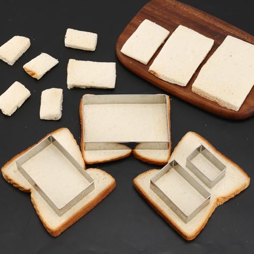 Rectangle cookie cutter ANCKNE Stainless Steel Rectangle Biscuit Molds Square Pastry Molds Fondant Cake Cookie Cutter Set 1 Inch Depth (Rectangle)