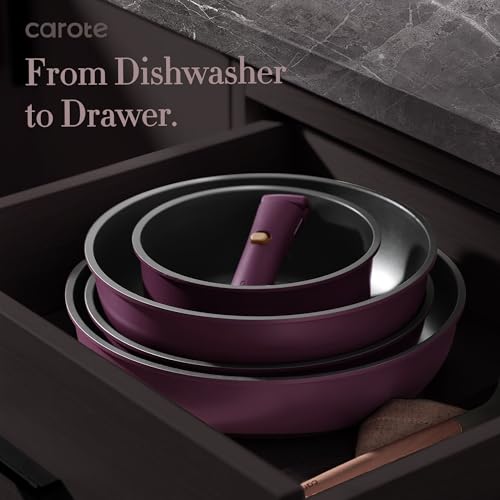 21pcs Pots and Pans Set Non Stick (Gold Ultra Violet / 21 Piece)