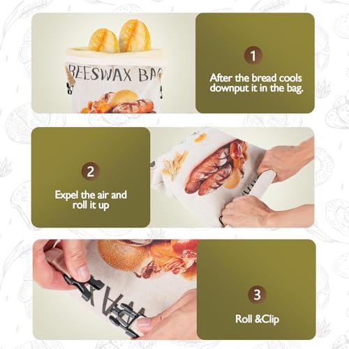 2 Pack Beeswax Bread Bag (Bread print color)