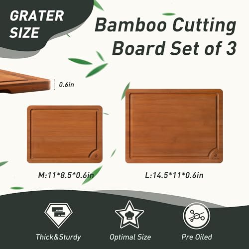 Bamboo Cutting Board Set Non Slip Feet Over Sink Day Gifts Best Mama Mommy Bonus Busy Mom Ever Christmas Xmas Birthday Law Step Stepmom Stepmother Who Have Everything Good Unique Useful Present (2 Pack / Brown)