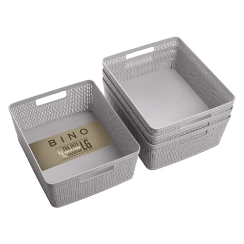 Woven Plastic Basket (Natural Grey / 4PK- M)