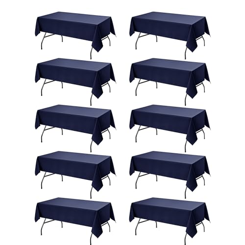 10 Pack Navy Blue Tablecloths for Rectangle Tables (Navy Blue / 54x108 In, 10 Pack)