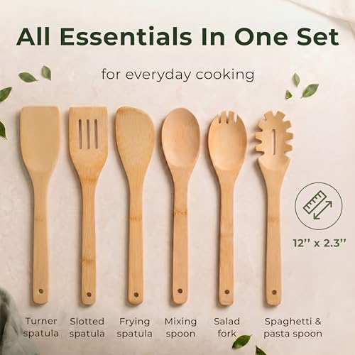 Wooden Spoons for Cooking (6 Pieces)