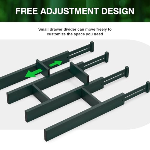 Expandable Bamboo Drawer Dividers (Dark Green)