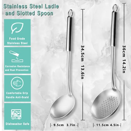 2 Pcs Ladle and Slotted Spoon (2P-Grey)