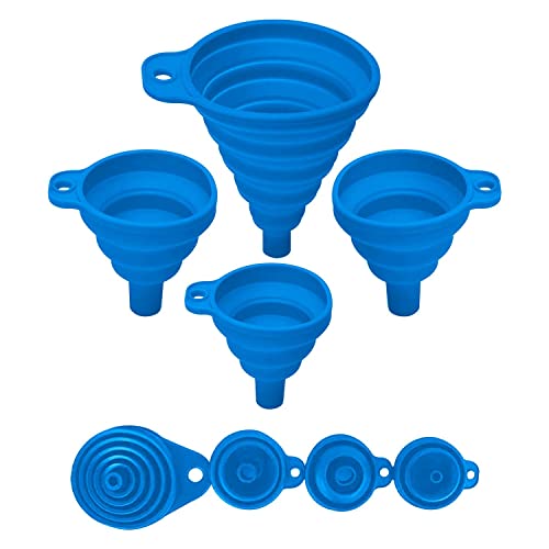 Set of 4 Silicone Collapsible Kitchen Funnel