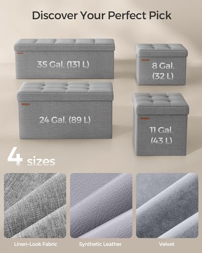 43.3 Inches Folding Storage Ottoman Bench (Light Gray / 15"D x 43"W x 15"H (without Flipping Lid))