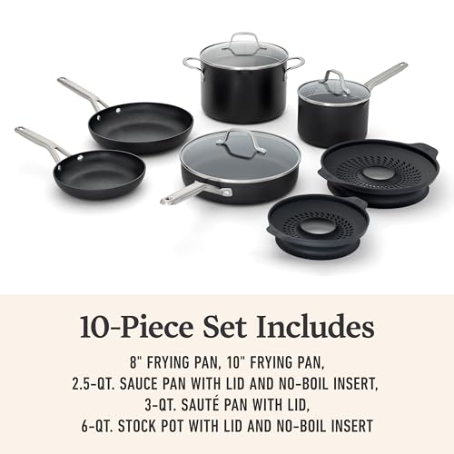Hard Anodized Nonstick 10 (10-Piece Set No-Boil Inserts)