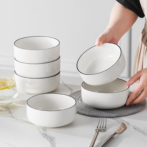 24 OZ Ceramic Bowls Set of 6 (6 Count)