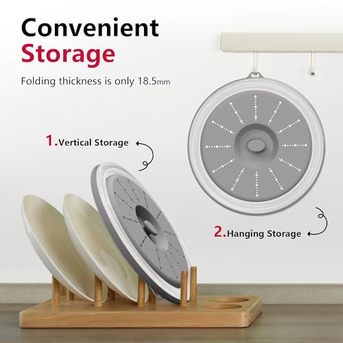 Microwave Splatter Cover Vented for Food with Hook Hole (2 packs-Grey / M(11"x3.26")-Pack of 2)