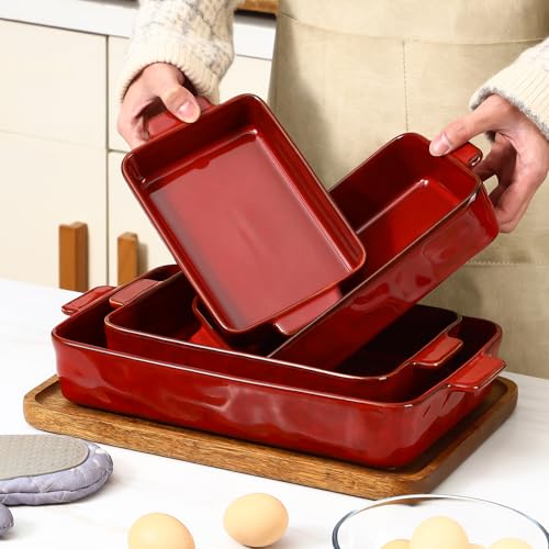 Ceramic Bakeware Set (Set of 4 / Cherry Red)